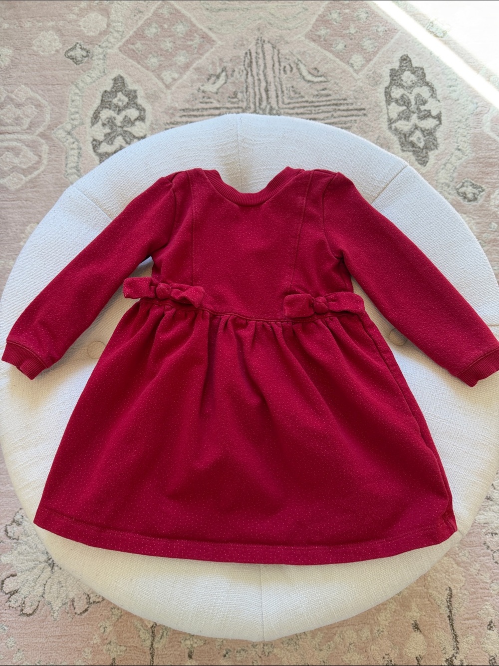 Carter's Red Long Sleeve Dress with Waist Bows